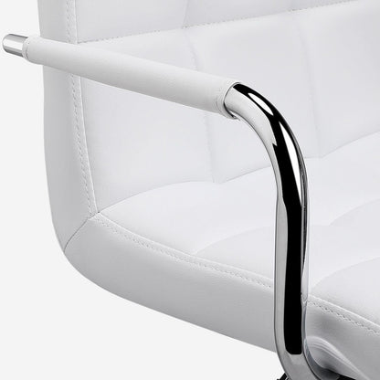 White PU Leather Adjustable Swivel Bar Stools Set of 2