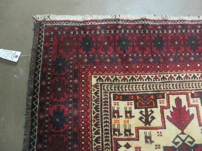 4' X 7' Vintage Handmade Pakistan Turkoman Bokhara Balouch Woven Wool Rug Nice