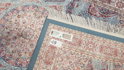 4x6 Silk Carpet, Light Blue & Beige Oriental Rug 4 x 6ft, Traditional Design Medallion All Over, Bamboo Silk, Super Fine, High Quality, Soft