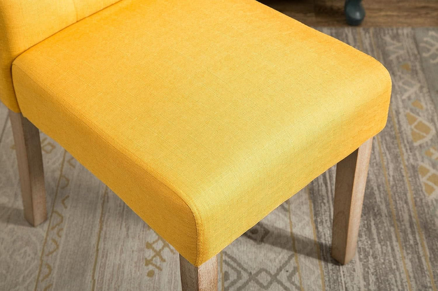 Solid Wood Tufted Parsons Yellow Dining Chair Set Of 2