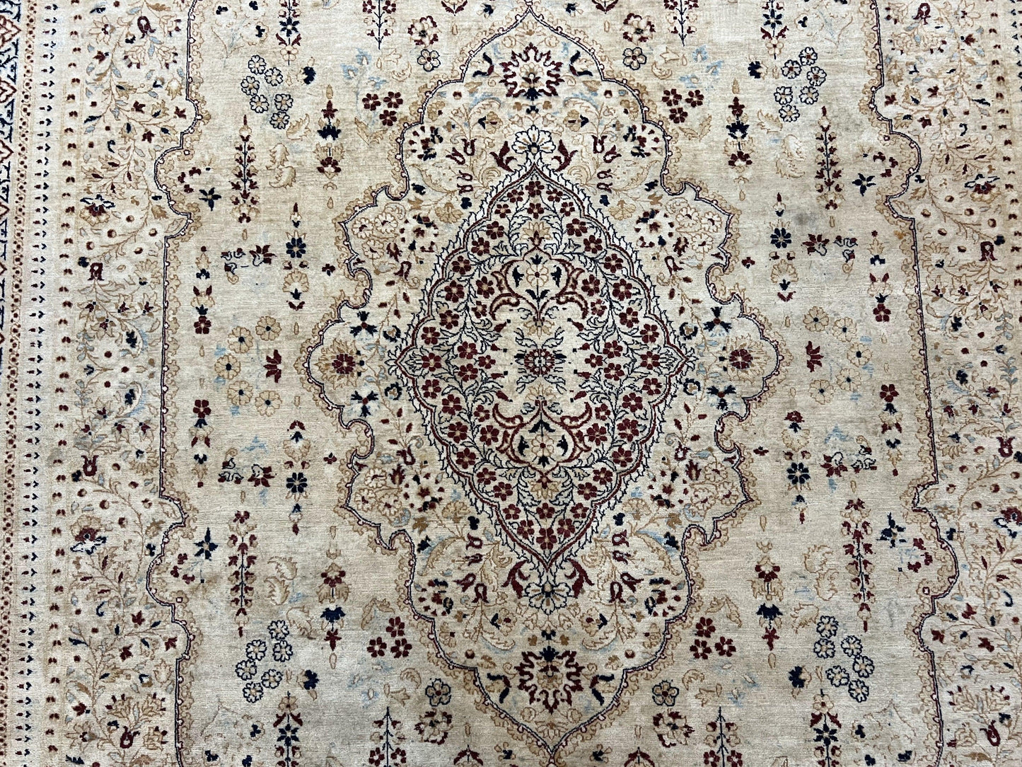 Pak Persian Rug 9x11, Very Fine Hand Knotted Oriental Carpet, Haji Jalili Design, Ivory/Cream, Wool Handmade Room Sized Rug 9 x 11 ft, Nice