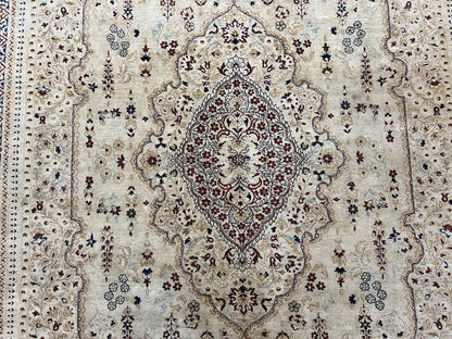 Pak Persian Rug 9x11, Very Fine Hand Knotted Oriental Carpet, Haji Jalili Design, Ivory/Cream, Wool Handmade Room Sized Rug 9 x 11 ft, Nice
