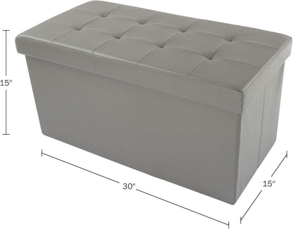 Storage Ottoman Bench 30 Inch Gray Removable Divider