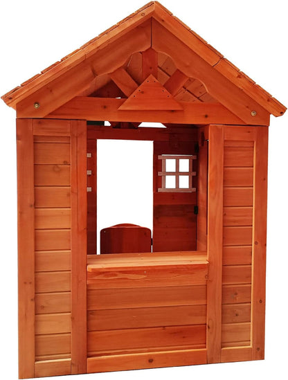 Wooden Outdoor Playhouse With Two Windows Flowerpot