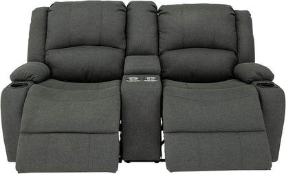 Powered Double Wall Hugger Recliner Sofa 67in Fossil Cloth