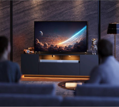 Black 58-Inch TV Console For Living Room Entertainment