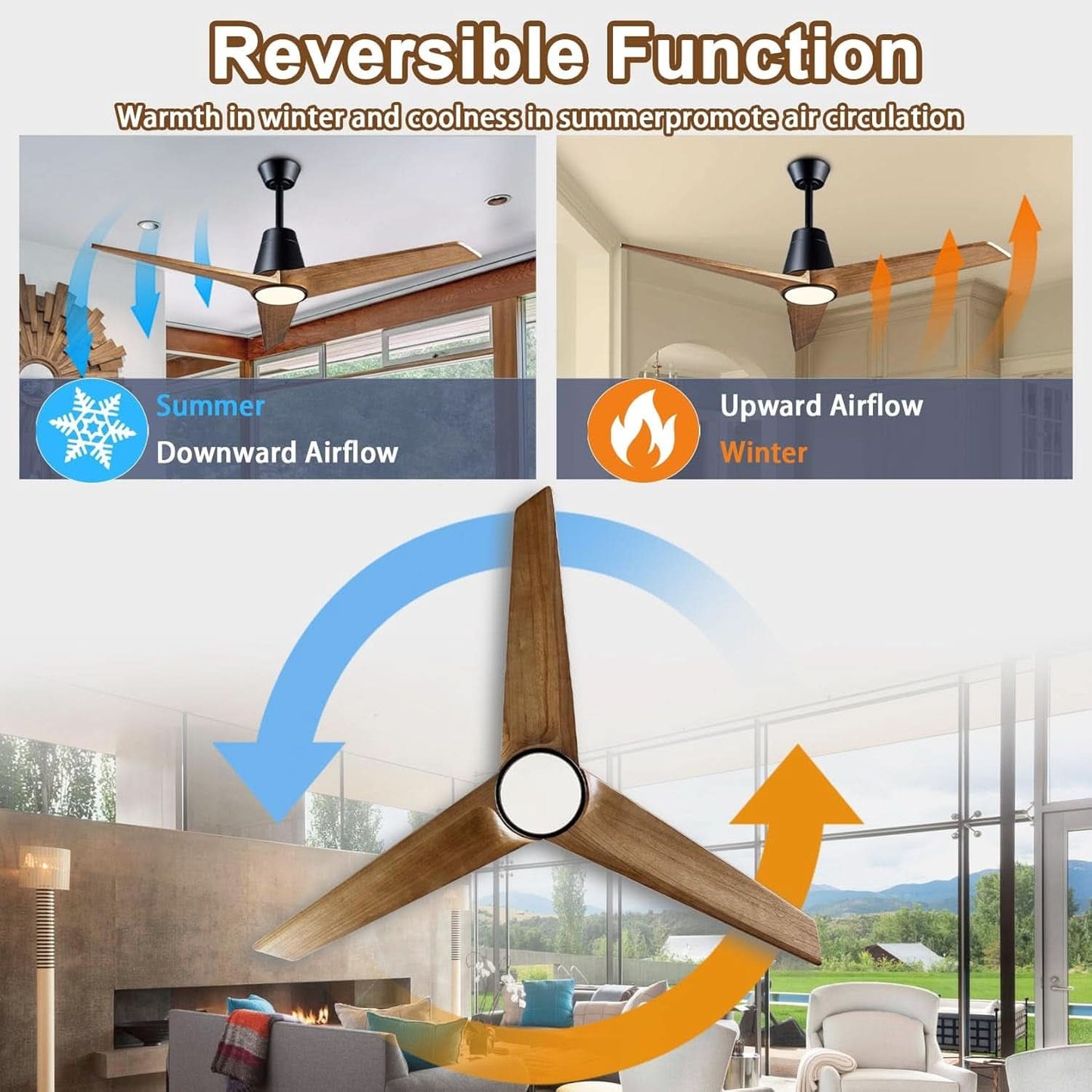 52 Inch Ceiling Fan With Remote Black Walnut Indoor Outdoor