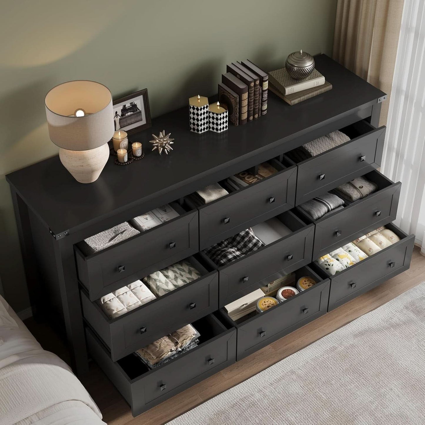 Nine Drawer Dresser Solid Wood FiftyNineInchWide Storage