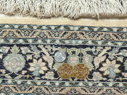 Silk Indian Kashmiri Rug 3x4, Very Fine 400 KPSI, Silk Prayer Rug, Handmade