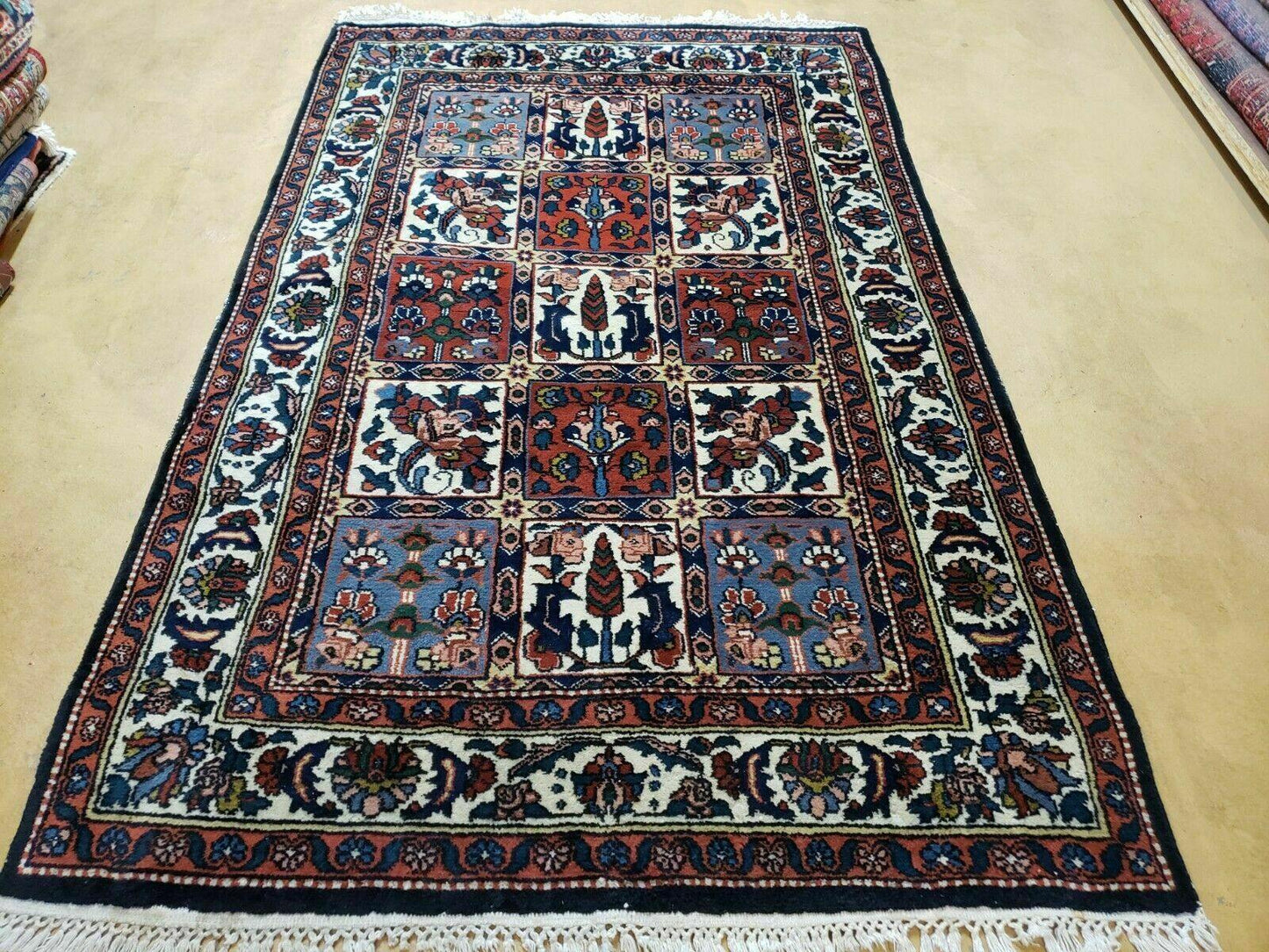4' X 6' Vintage Handmade Indian Panel Design Wool Rug Veg Dyes