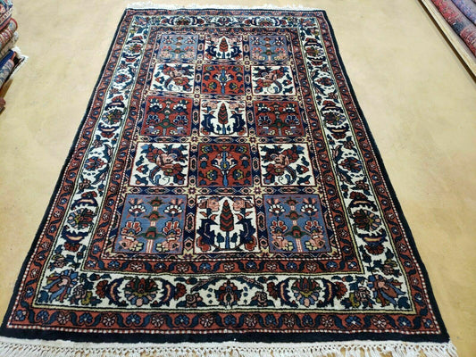 4' X 6' Vintage Handmade Indian Panel Design Wool Rug Veg Dyes