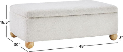 Contemporary Large Ivory Storage Ottoman With Legs