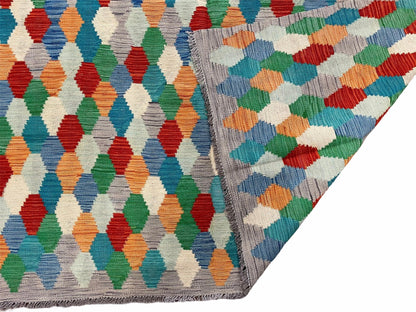 6.5 x 9.5 Colorful Chobi Kilim Rug 6 x 9 Multicolor Turkish Kilim Rug 7x10 Chobi Kilim Rug Playroom Rug Wool Kilim Rug 6x9 New Tribal Kilim