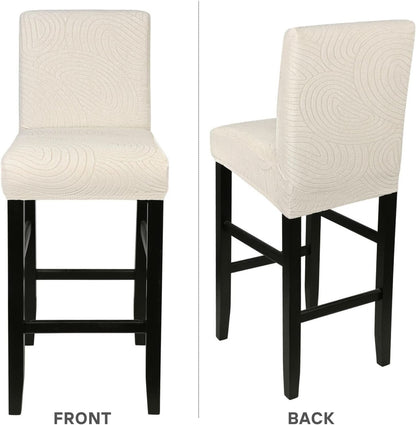 Water Repellent Bar Stool Covers Set Of 4 Beige Ripple Jacquard