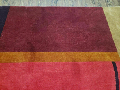 8' X 10' Tibetan Nepal Art Deco Hand Knotted Wool Rug Modern Contemporary Nice