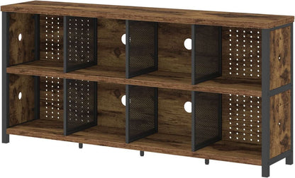 Rustic Brown 63 Inch Bookshelf Cube Storage Five In One