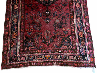 5.5 X 10 Handmade Wool Tribal Gallery Rug Wide Runner Corridor Rug Floral Red