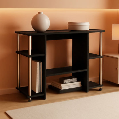 Jaya Computer Desk Americano Finish With Storage Shelves