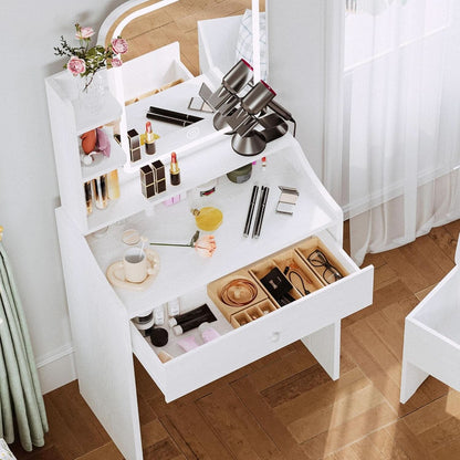 White Vanity Set With Lighted Mirror Modern Bedroom Desk