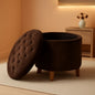 Brown Velvet Upholstered Ottoman With Concealed Storage