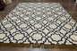Indian Kilim Rug 8x10, Oat and Navy Blue, Dhurrie Carpet, Handmade, Wool
