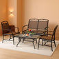 4 Piece Patio Glider Set With Gliding Loveseat Glass Table