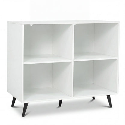 4-Cube Bookshelf with Metal Legs - White