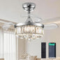 30 Inch Crystal Chandelier Ceiling Fan With Retractable Blades