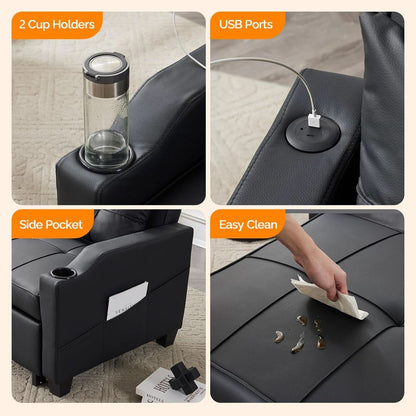 Black Multifunctional Sleeper Chair Sofa Bed Usb Ports