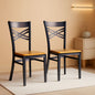 HERCULES Series Clear Coated X Back Metal Restaurant Chair 2 Pack Natural Wood Seat