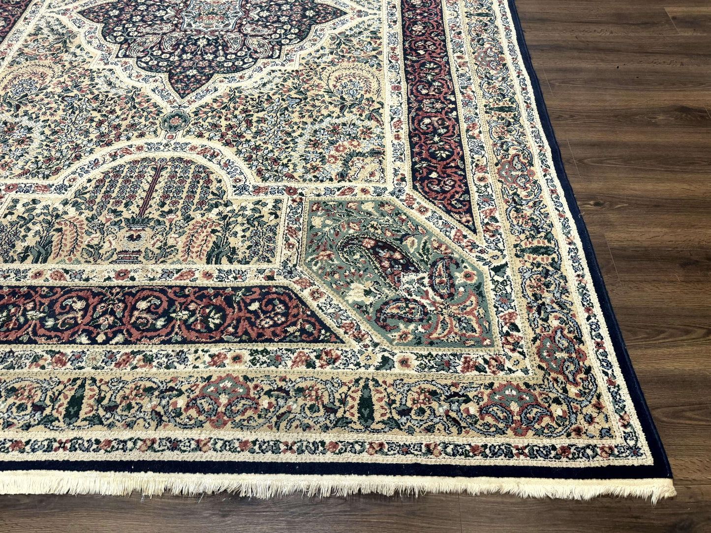 Persian Rug 8x11, Belgium Power Loomed Rug, Kirman Lavar Floral Design, Vintage Rug