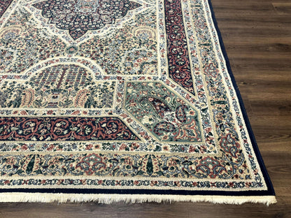 Persian Rug 8x11, Belgium Power Loomed Rug, Kirman Lavar Floral Design, Vintage Rug