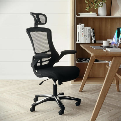 High Back Swivel Office Chair With Lumbar Support Black