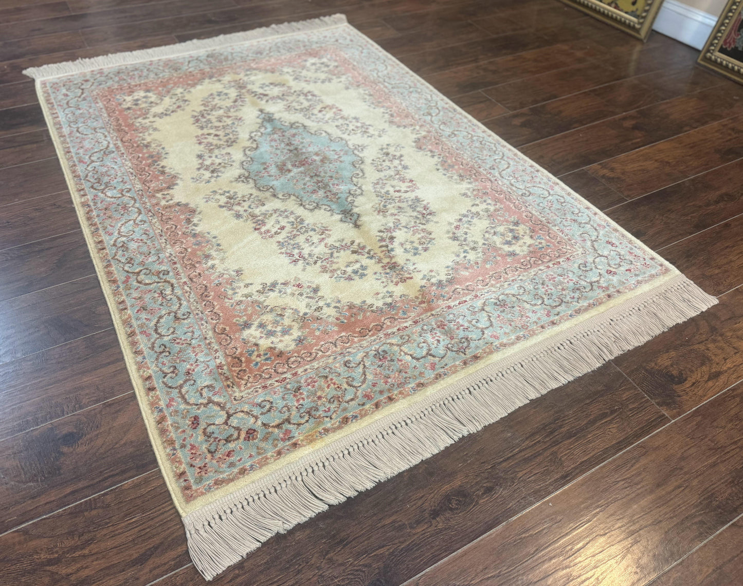 Karastan Rug 4x6, Pastel Ivory Kirman Rug #784, Wool Karastan Carpet, Original 700 Series, Vintage Karastan Area Rug, Discontinued