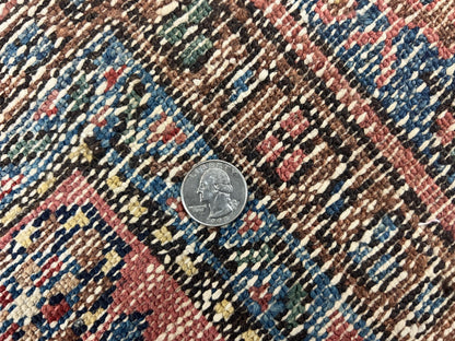 Antique Persian Tribal Rug 5x7, Navy Blue & Pink, Hand Knotted Handmade 1920s Wool Rug, Allover Pattern, Persian Hamadan Rug