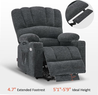 Dark Grey Power Lift Recliner With Massage And USB Charging