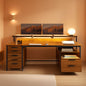 66 Inch Home Office Desk Rustic Brown Durable Construction