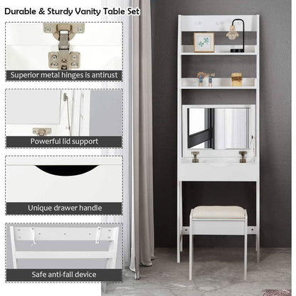 3 In 1 Vanity Table With Flip Top Mirror Makeup Desk