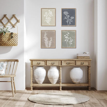 Framed Botanical Wall Art Set Of 4 With Walnut 10x10 Frames