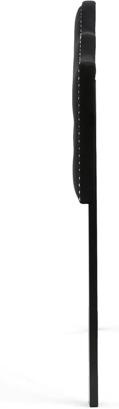 Contemporary Black Velvet Headboard with Button Tufted Design