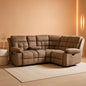 Brown Manual Reclining Sectional Sofa With Cup Holders