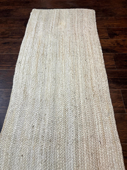 Modern Jute Runner Rug 2.7 x 10, Rug for Hallway or Kitchen, Farmhouse Rug