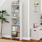 White 6-Tier Bookshelf Anti Tip Design For Home Office