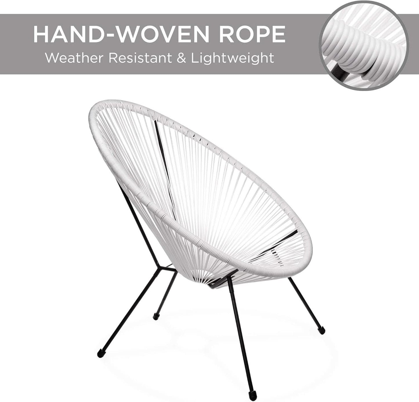 Acapulco White All-Weather Outdoor 3-Piece Patio Set