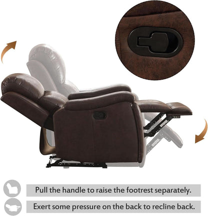 Leather Recliner Chair Red Brown With Concealed Cup Holders