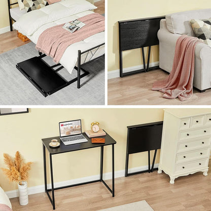 31.5 Inch Folding Computer Desk Black Space Saving