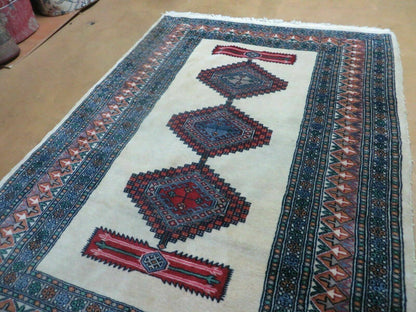 4' X 6' Vintage Handmade Bokhara Turkoman Pakistan Wool Rug Carpet Nice