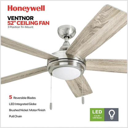 Ventnor 52 Inch Indoor Ceiling Fan LED Light For Rooms