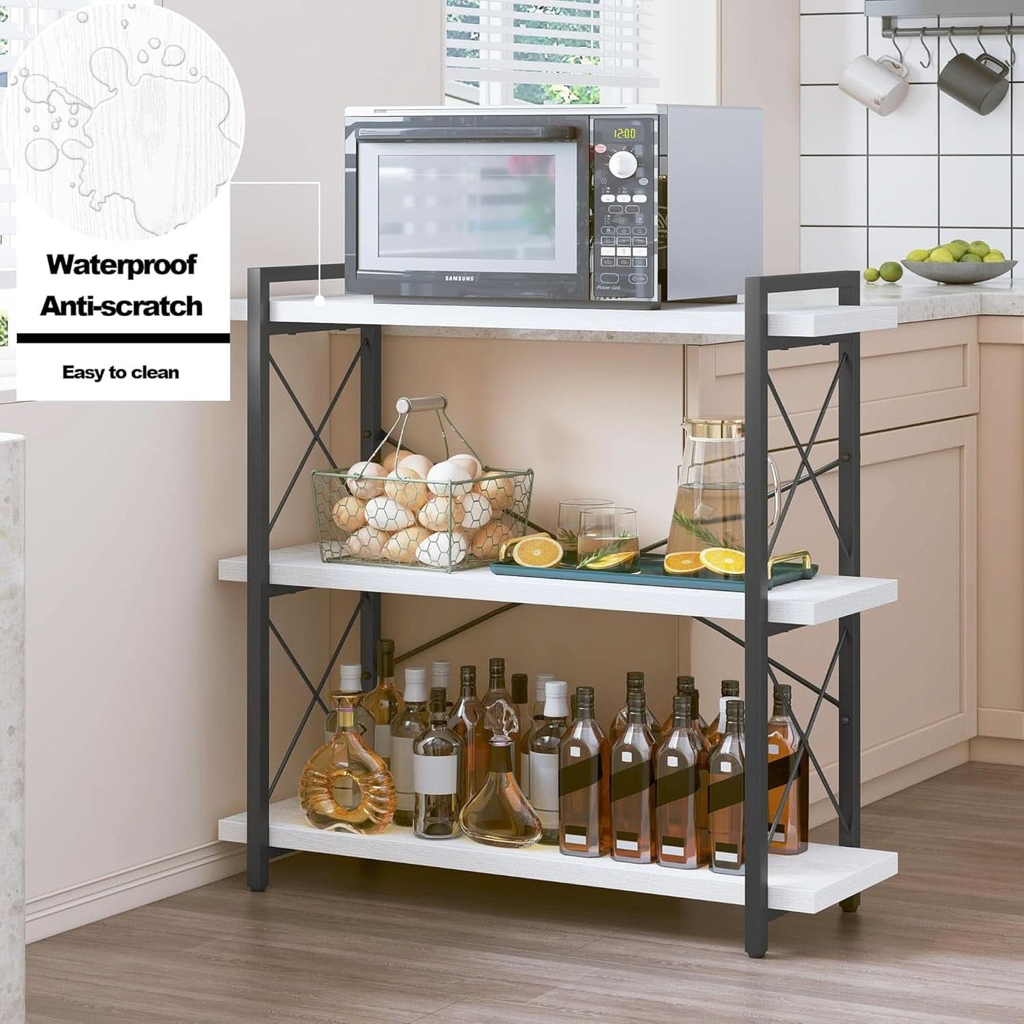 Industrial Three Tier Open Bookcase With Metal Frame Sturdy