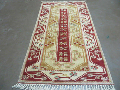 4' X 6' Vintage Handmade Knotted Turkish Kazak Pattern Wool Rug Carpet Nice